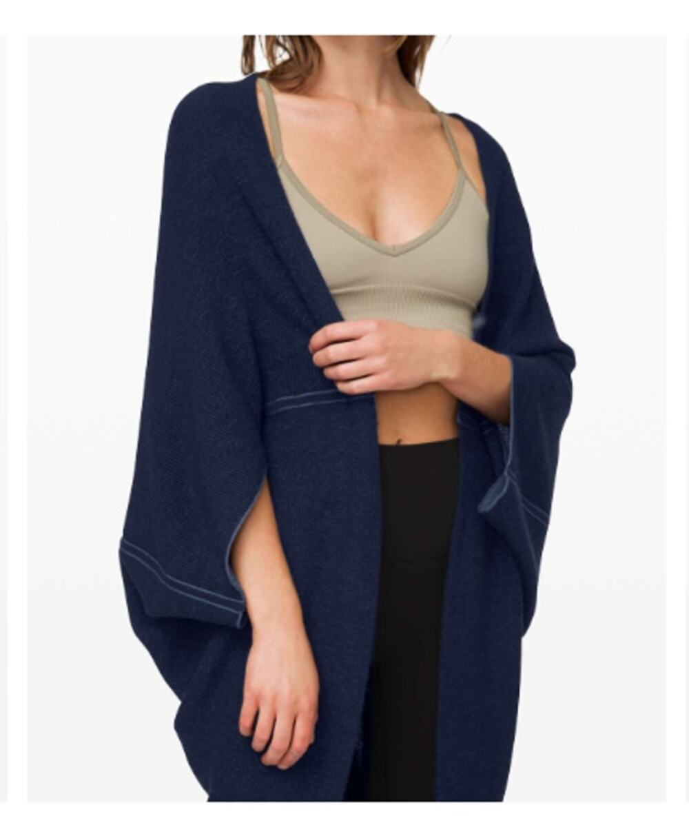 Lululemon Exaltation Wrap Reversible Merino Wool Navy Blue One Size
